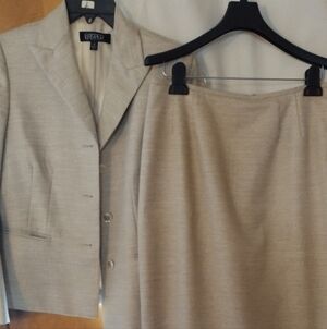 Tan Women's Suit With Gold Metallic Highlights